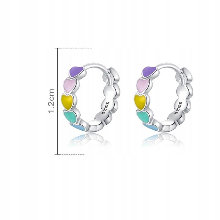 Srebrne kolczyki kolorowe serduszka - srebro S925