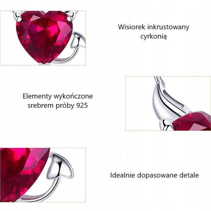 Naszyjnik srebrny diabełek z sercem - srebro S925