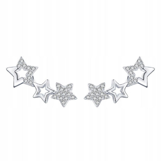 Srebrne kolczyki z gwiazdkami zdobione cyrkoniami - srebro S925