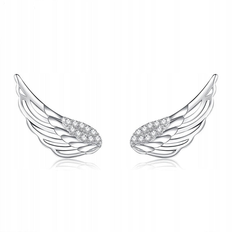 Srebrne kolczyki skrzydła z cyrkoniami -  srebro S925