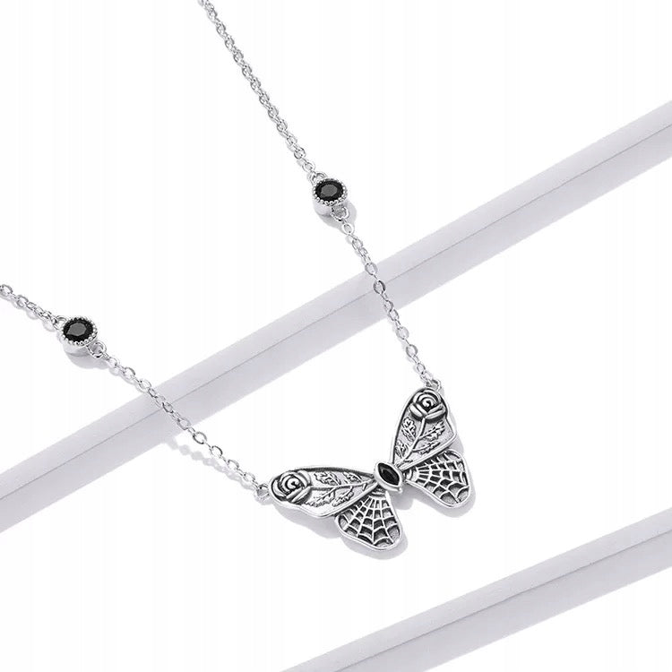 Naszyjnik srebrny motyl z cyrkoniami - srebro S925
