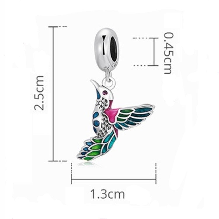 Charms srebrny ptaszek koliberek z cyrkoniami - srebro S925