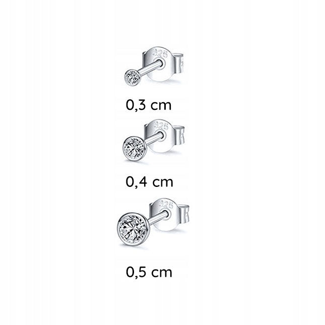 Srebrne kolczyki zestaw 3 pary z cyrkoniami - srebro S925