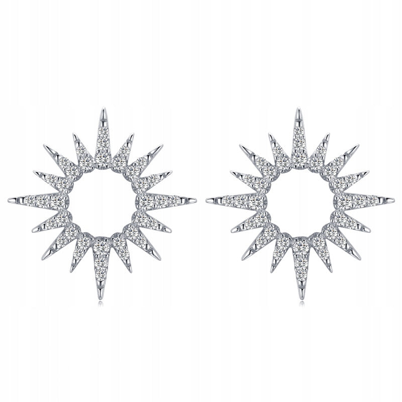 Srebrne kolczyki słońce z cyrkoniami - srebro S925