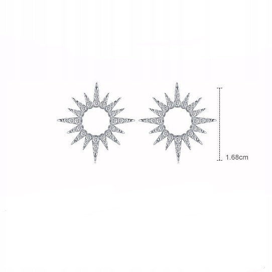 Srebrne kolczyki słońce z cyrkoniami - srebro S925