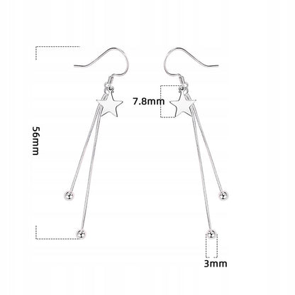 Srebrne kolczyki Star wiszące gwiazdki - srebro S925